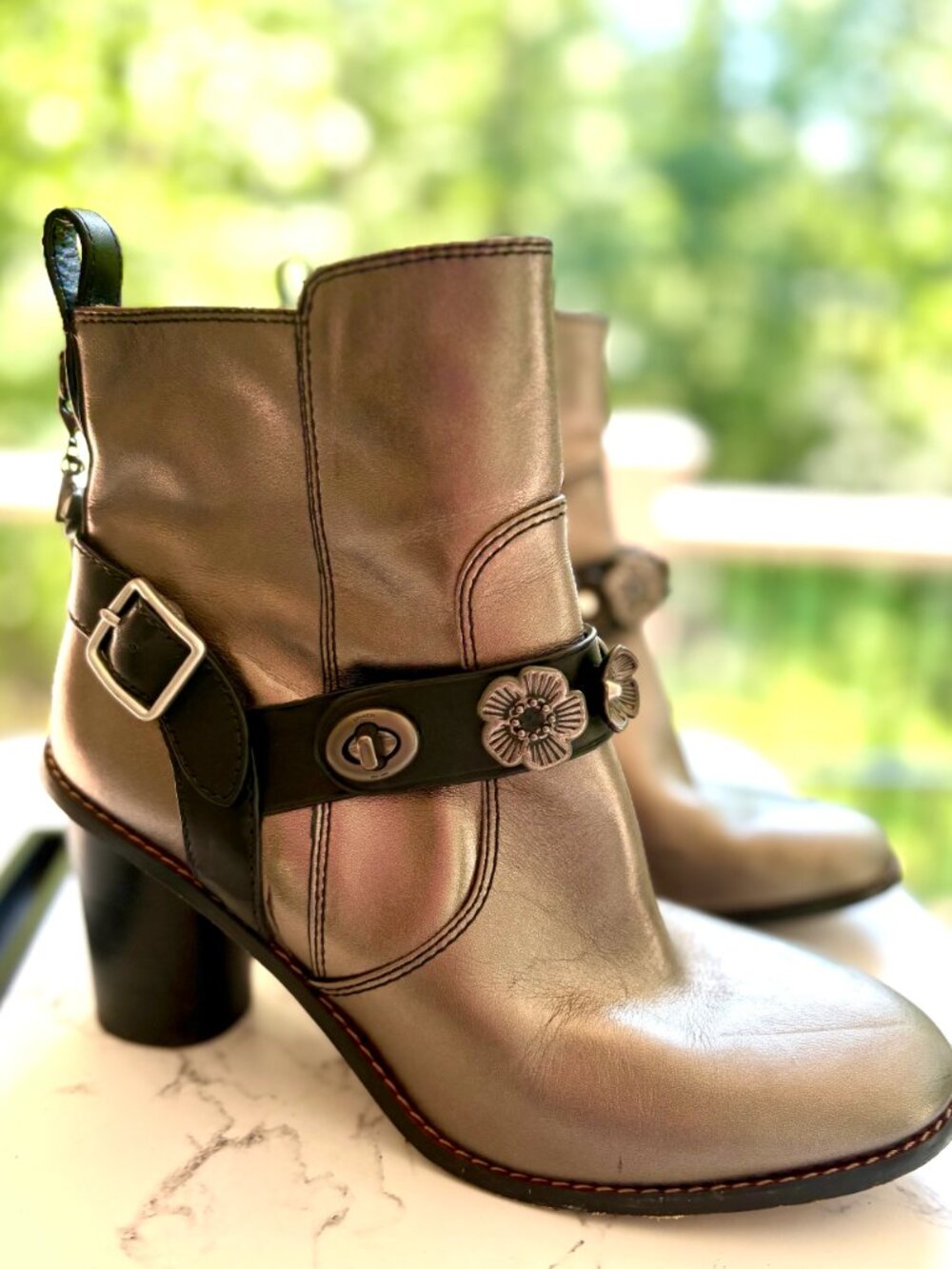 COACH Metallic Leather Boots --Size 7.5